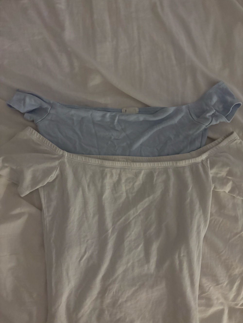 BUNDLE Garage Off-Shoulder Top in White and Light Blue